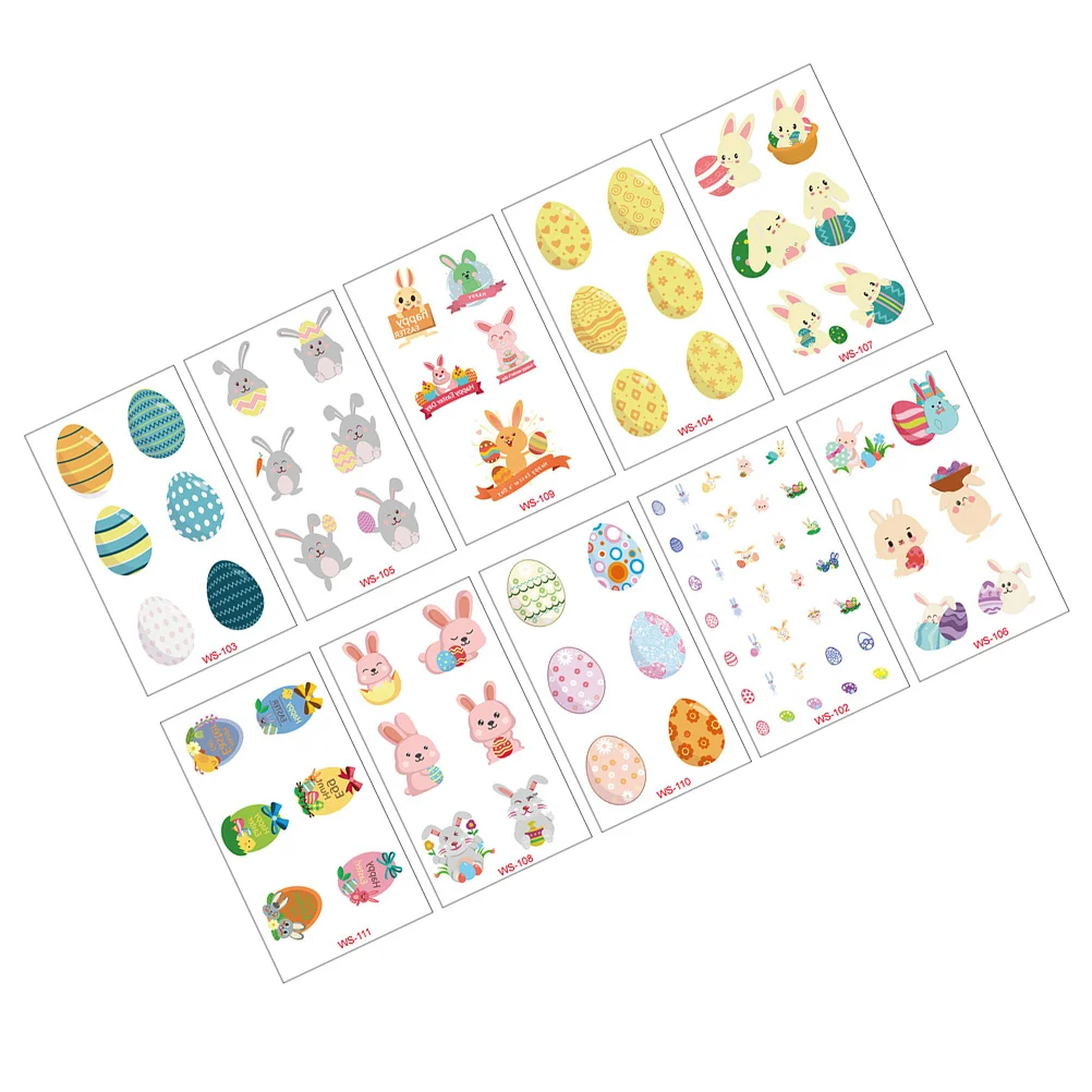 

20 Sheets Stickers Cartoon Rabbit Egg Chilck Decals Temporary Party Favor for Children
