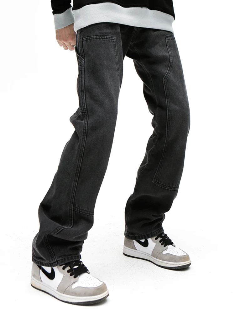 American Street Clothing Men's Casual Black Straight Jeans Y2k Wide Leg Loose Casual Trousers Fashion Men's Brand Clothing Denim