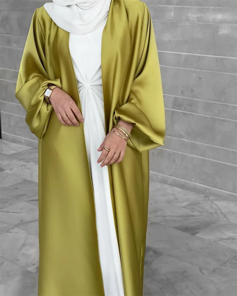 Мода ИД Рамадан мусульманское сатиновое платье кафтан кимомо Abayas для женщин Дубай Арабский турецкий Кардиган Женская одежда 2022