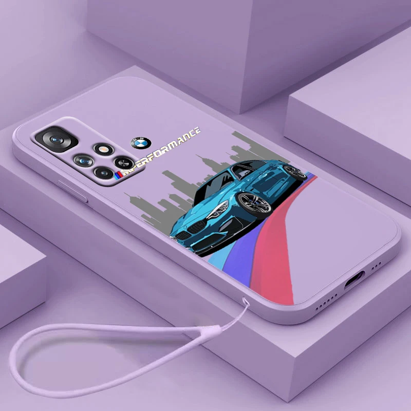 

BMW Cool Cars For Redmi K60 K50 K40 K30 K20 10C X 9C T AT A 8A 7A Gaming Pro Plus Liquid Rope Silicone Phone Case