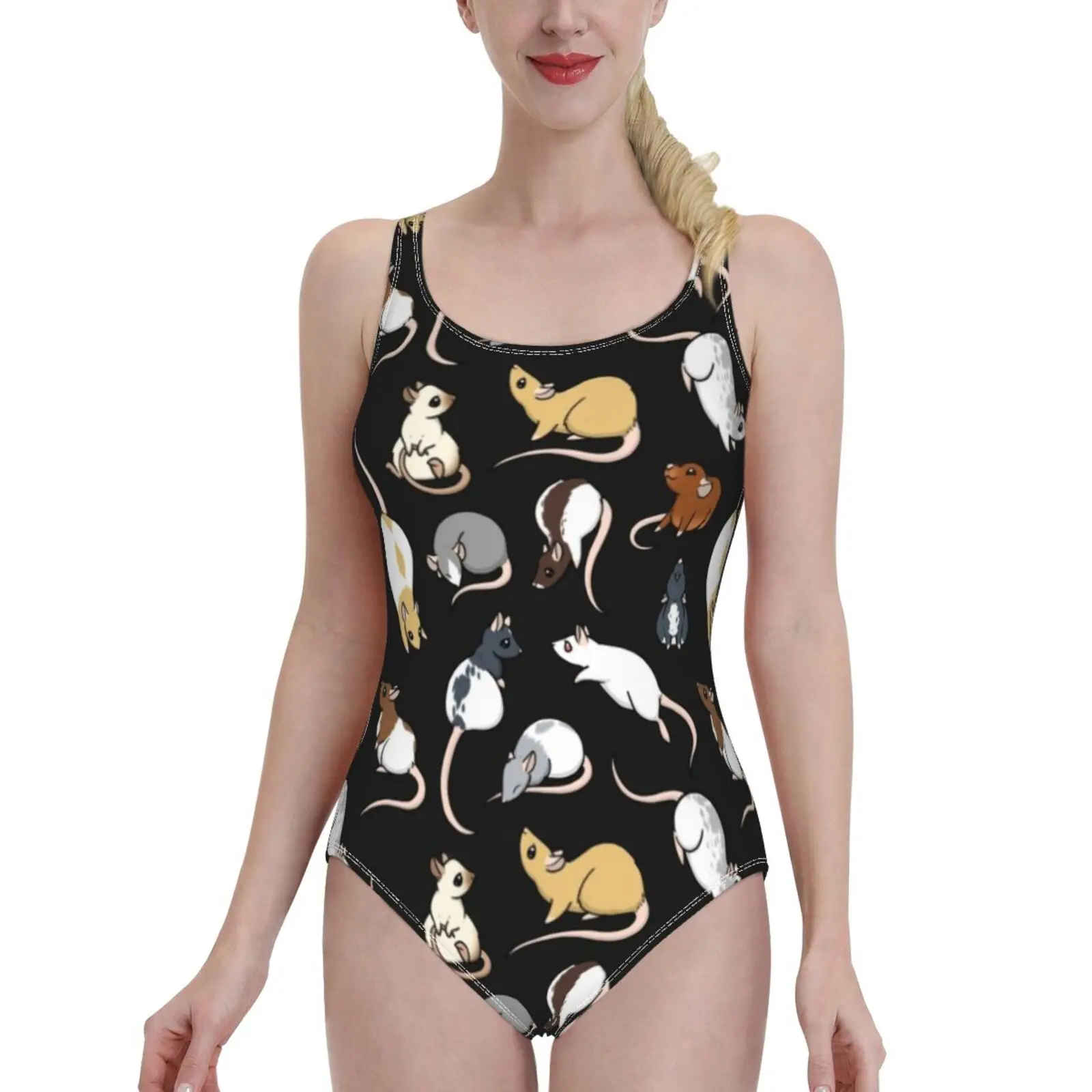 

Слитный купальник с крысами, женский новый пляжный купальник, купальный костюм, пляжная одежда, крысиная крыса, мышь, крыса, сиамский узор