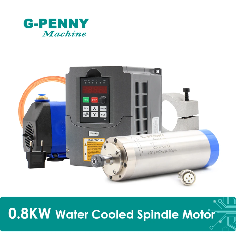 Двигатель шпинделя водяного охлаждения с ЧПУ 220 В 800 Вт ER11 65x195 мм 4 подшипника для