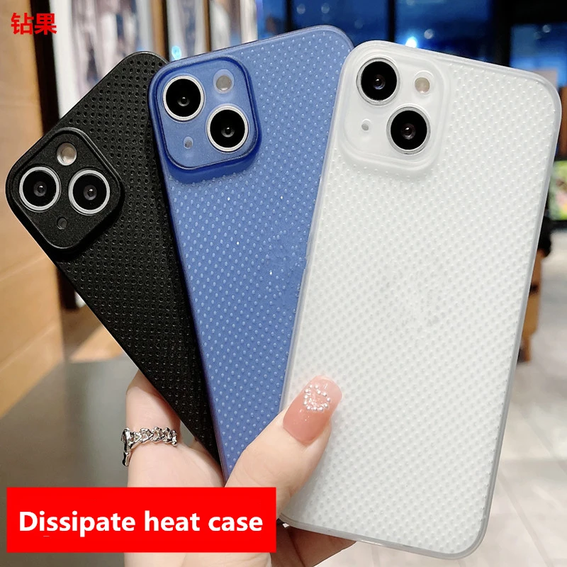 

Luxury Ventilation Heat Dissipation Clear Solid Color Phone Case For iphone 11 12 13 Pro Max Transparent Shockproof Back Cover