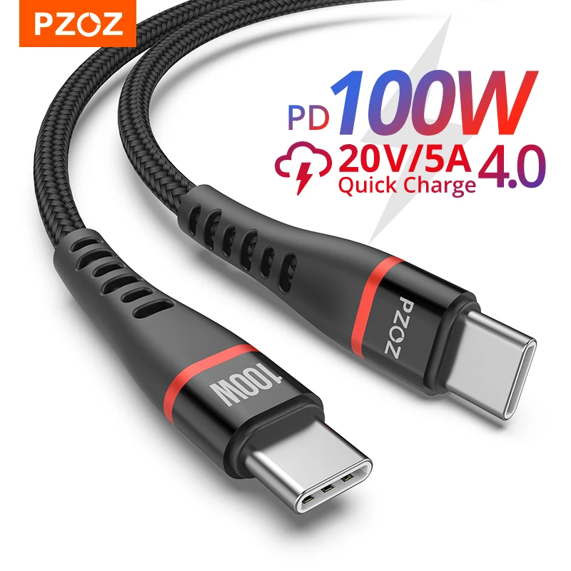 

PZOZ 100W USB C to USB Type C Cable Quick Charge 4.0 PD 5A Fast Charging For MacBook iPad Samsung Xiaomi 60W USBC Charger Cord