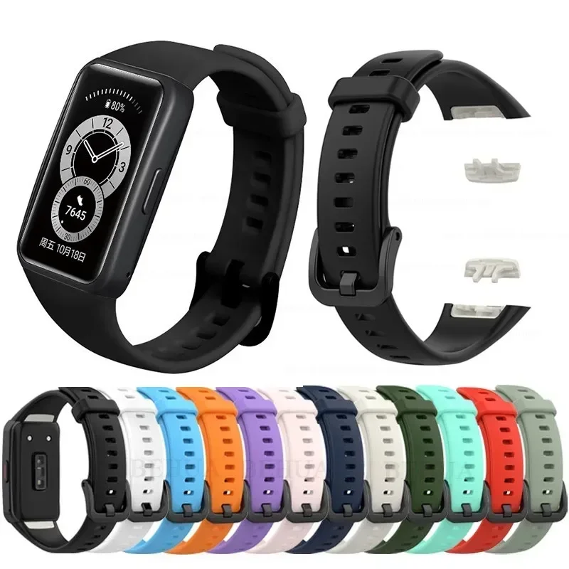 Фото Резиновый ремешок для Huawei Band 6 7 8 9 10 / Honor Band 6, спортивный сменный браслет для смарт-часов Huawei Band 6 Pro Correa №1