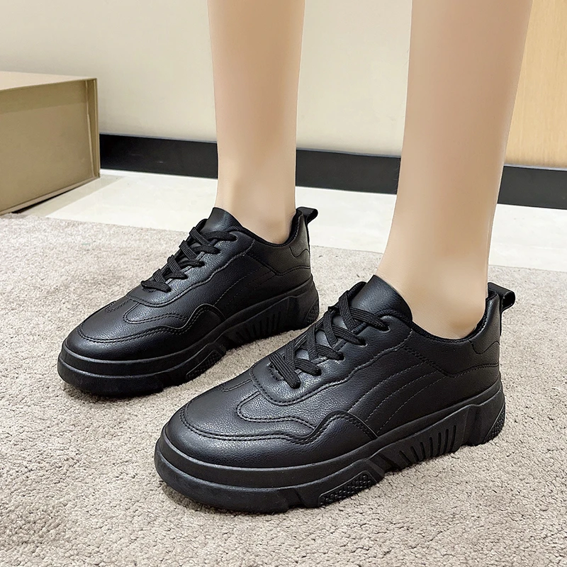 2023 Spring and Autumn New Fashion Solid Leather Casual Large Size... Sports Shoes for Women Outwear Comfortable Women's Shoes