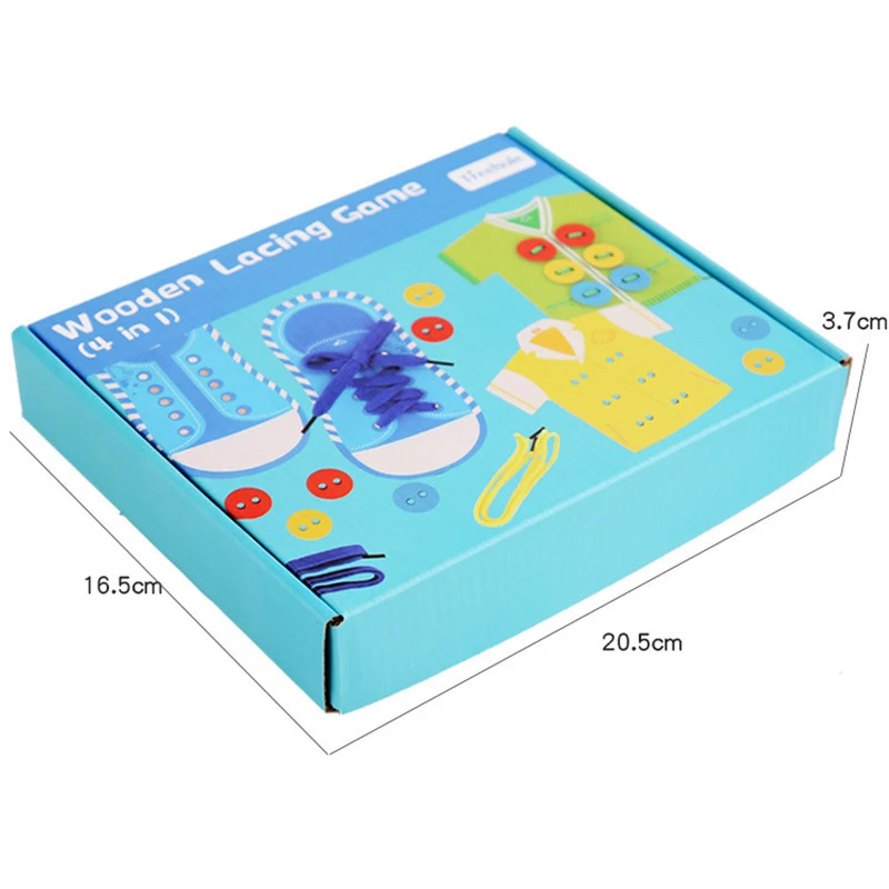 4 in 1 Montessori DIY Handmade Threading Beads Lacing Game Art and Crafts Early Educational Stringing Toy for Baby Children