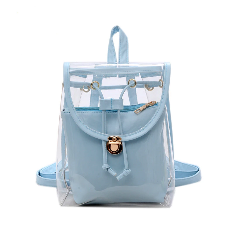 

Mini Fashion Women Backpack PVC Designer Girl Clear Transparent Bag Jelly Travel Backpack For Lady Female Shoulder Bags