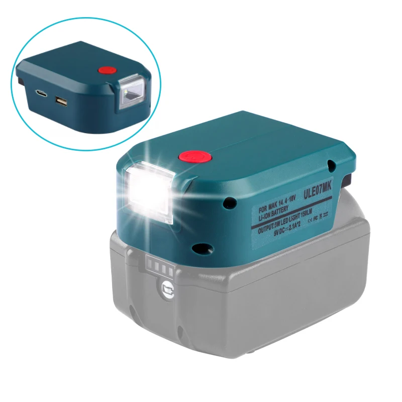 

Адаптер для литий-ионных аккумуляторов Makita 14,4 В/18 в, источник питания, зарядное устройство с портами USB Type-C и светодиодный светильник кой BL1830 BL1430