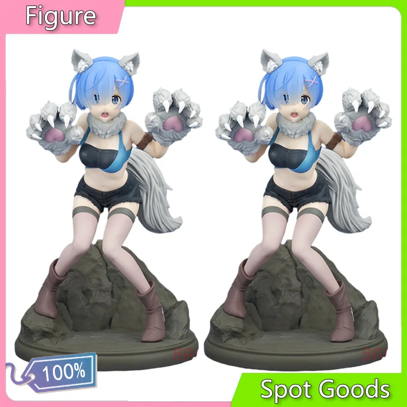 

Anime Figure Rem Maid Black Silk Figure Re:Life In A Different World From Zero Animal Ears Halloween Costume Toy Gift PVC