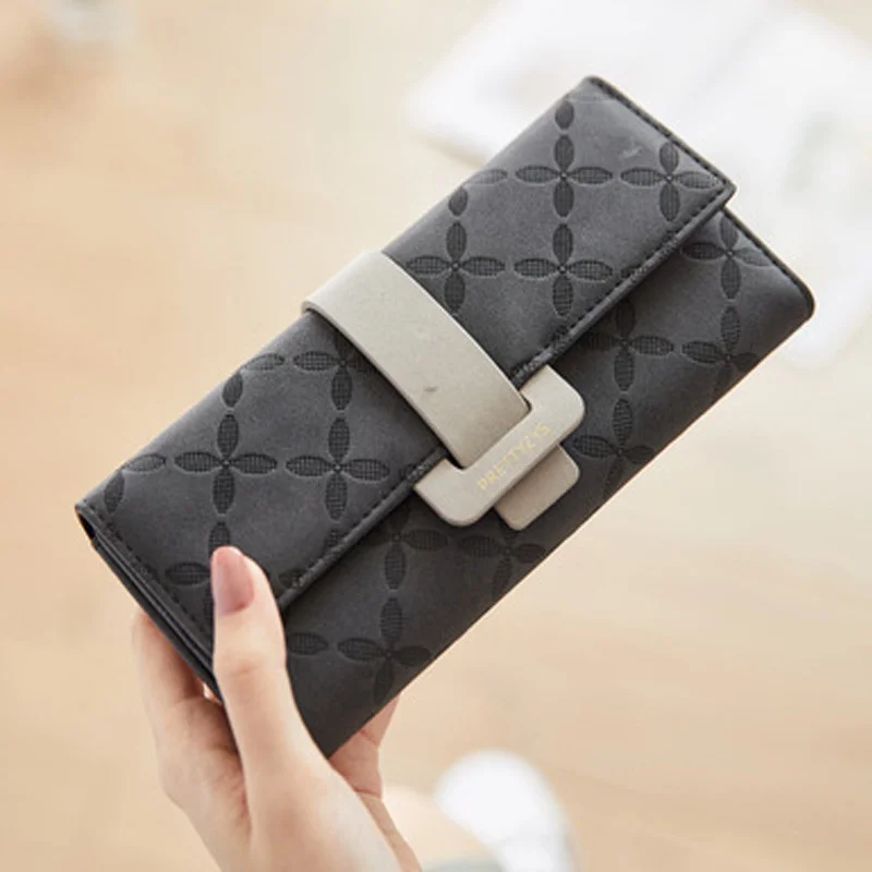 Female New Long Wallet PU Leather Multi-card Holder Large Capality Coin Purse Multifunction Necessary Package Cover Type Pocket