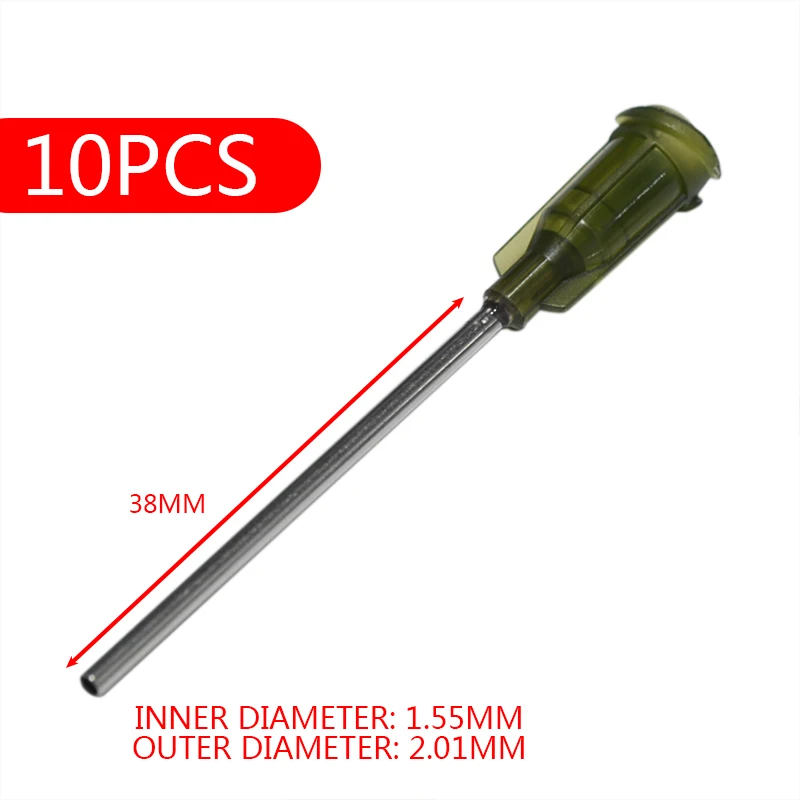 

10pcs Green 14Ga Stainless Steel Blunt Dispensing Needles Glue Syringe Needle Tips For DIY Gluing Filling Ink Oil Welding Flux