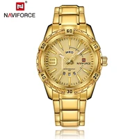 top luxury brand naviforce mens wristwatch fashion sport stainless steel military waterproof quartz watches gold classic clock