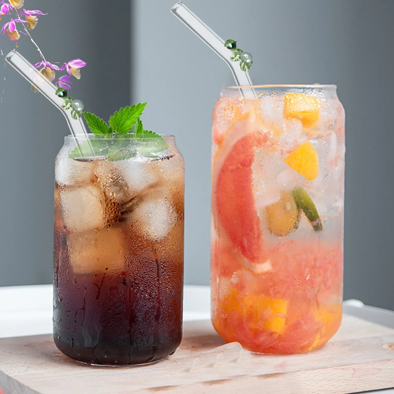 

1 Set Handmade Glass Straw High Borosilicate Glass Bent Glass Straws For Smoothies Tea Coffee Juice Creative DIY Straws Kitchen