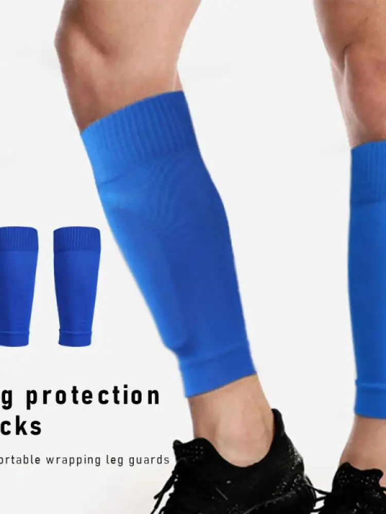 

2022 New Adult/Juvenile Football Leg Guard Sleeves Knit Compression Calf Warm Knee Pad High Socks One Pair Set