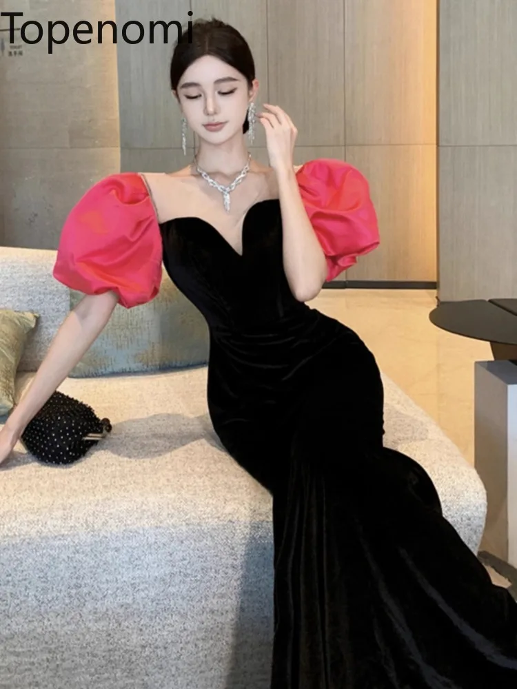Topenomi роскошное французское вечернее длинное платье с пышными рукавами для