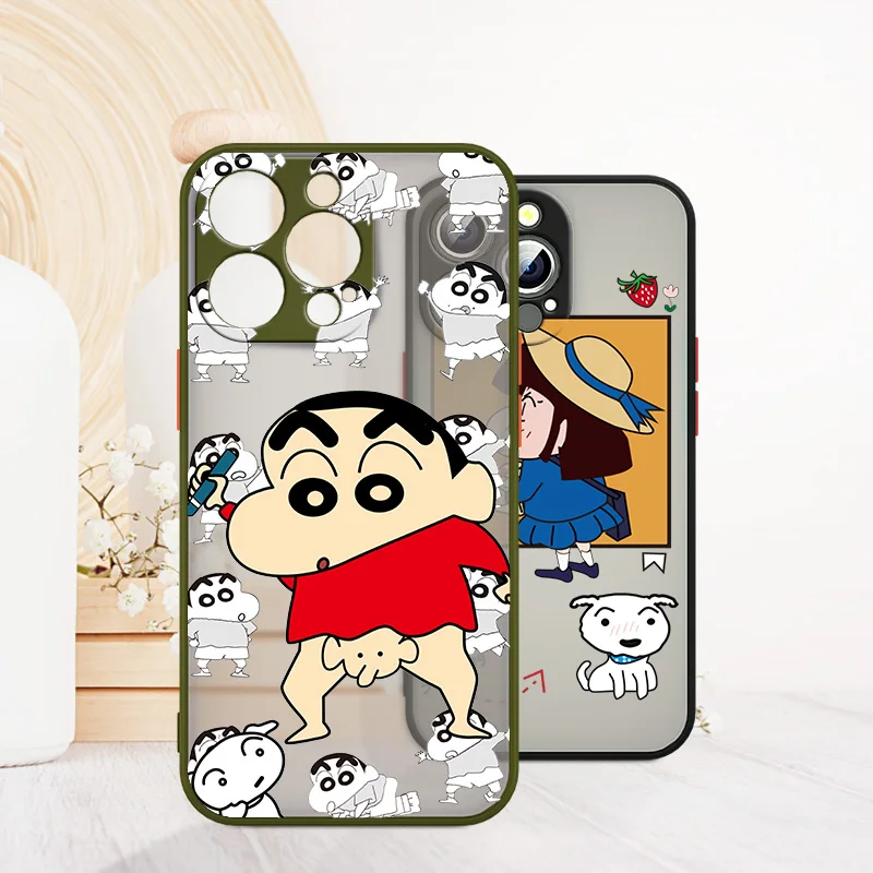 Crayon Shin-chan аниме для Apple iPhone 13 12 11 Mini 7 6 X XR XS Pro Max Plus матовый полупрозрачный чехол