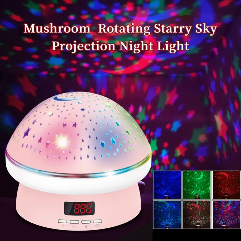 

Galaxy Star Projector Timer Mushroom Rotation Star Projector Night Light Remote Control Projection Lamp For Kids Birthday Gifts