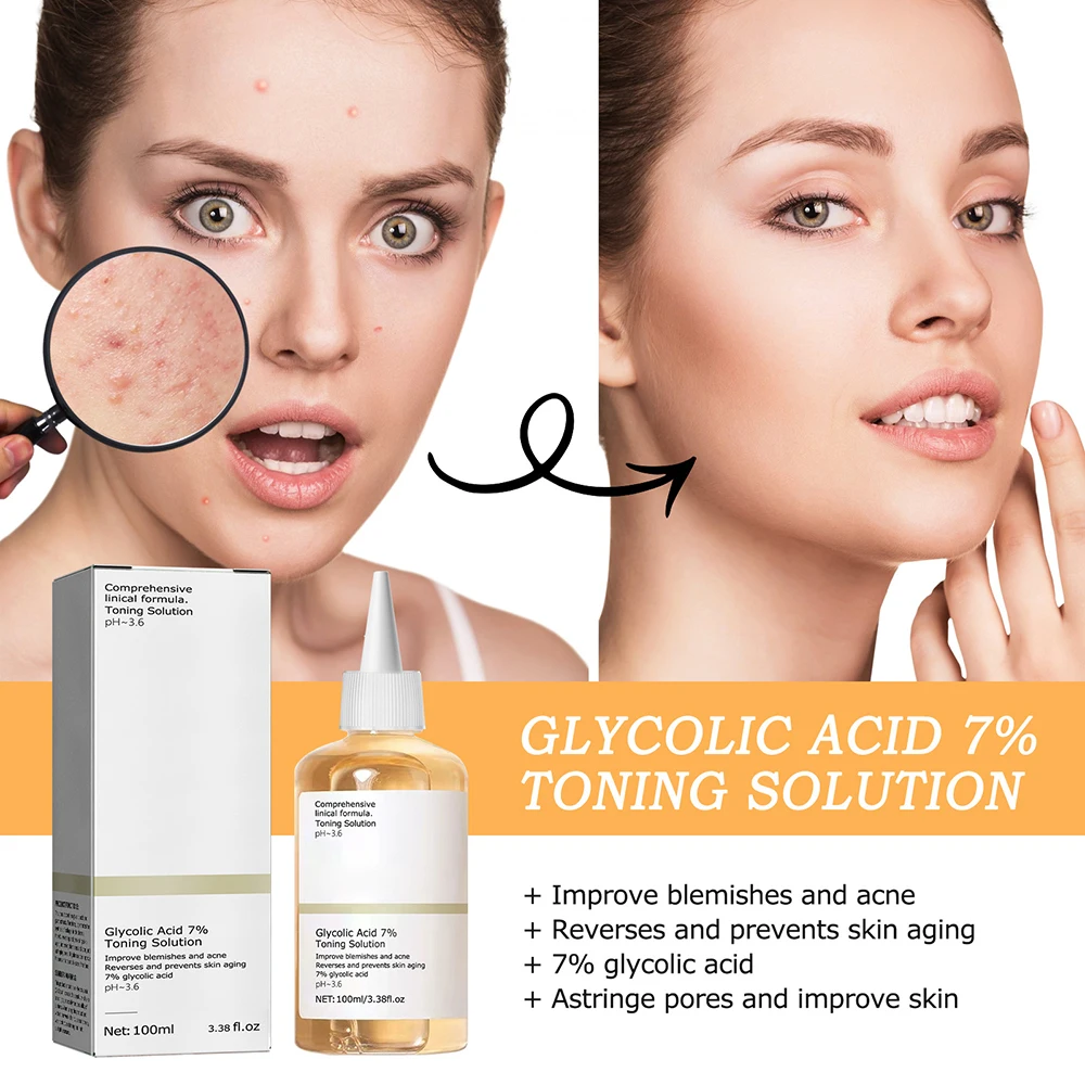 

100ml Repairing Facial Oil Nourishing Gentle Glycolic Acid Toner Face Essence Glycolic Acid 7% Toning Solution Skin Care New