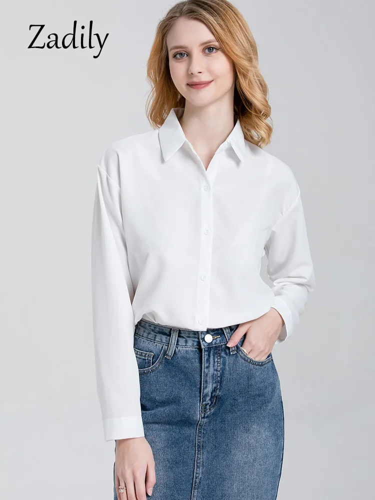

2023 Summer Casual Long Sleeve Women White Crop Shirt Korea Style Button Up Irregular Split Woman Blouse Female Clothing