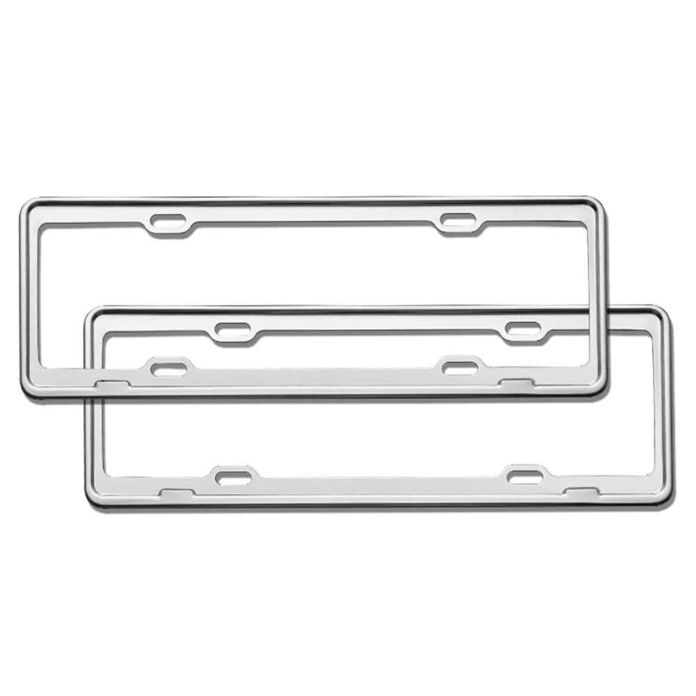 

2pcs Stainless Steel License Plate Frame Anti-rust Metal License Plate Rack Delicate License Plate Tray Rack Practical License