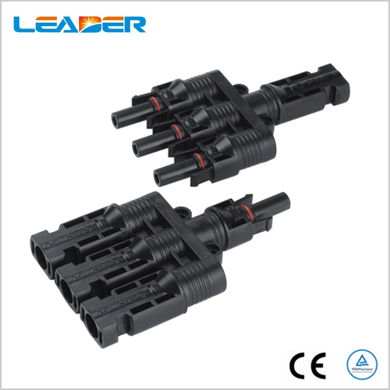 

100 pairs/lot IP68 1 to 3 Solar Panel Cable Connectors 3 to 1 T Branch Connector Couplers used in Solar Power System LJ0150