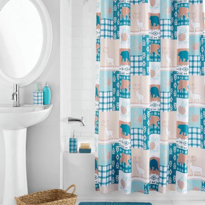 

Комплект аксессуаров для ванной из 17 предметов с большим медведем из полиэстера/керамики, синий