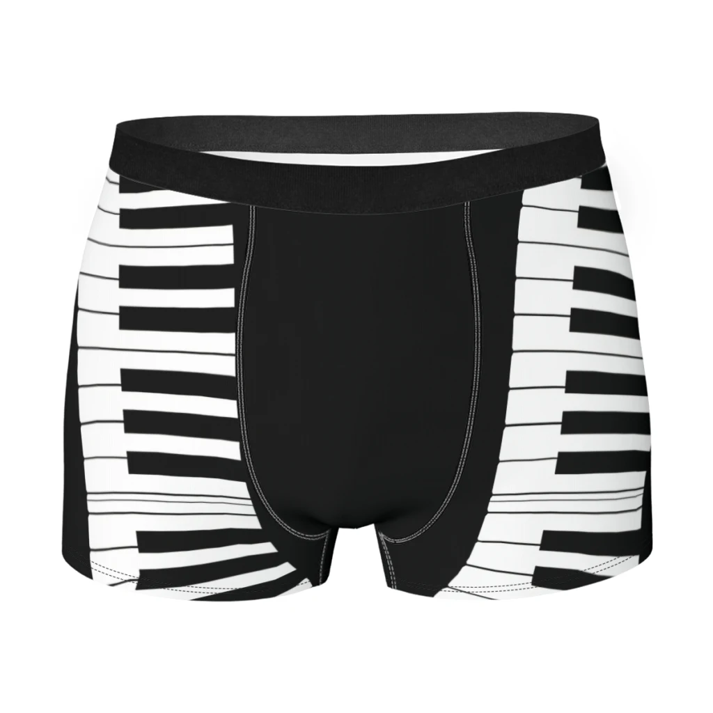 

Piano Keys Men Boxer Briefs Music Notes Highly Breathable Underwear Top Quality Print Shorts Gift Idea