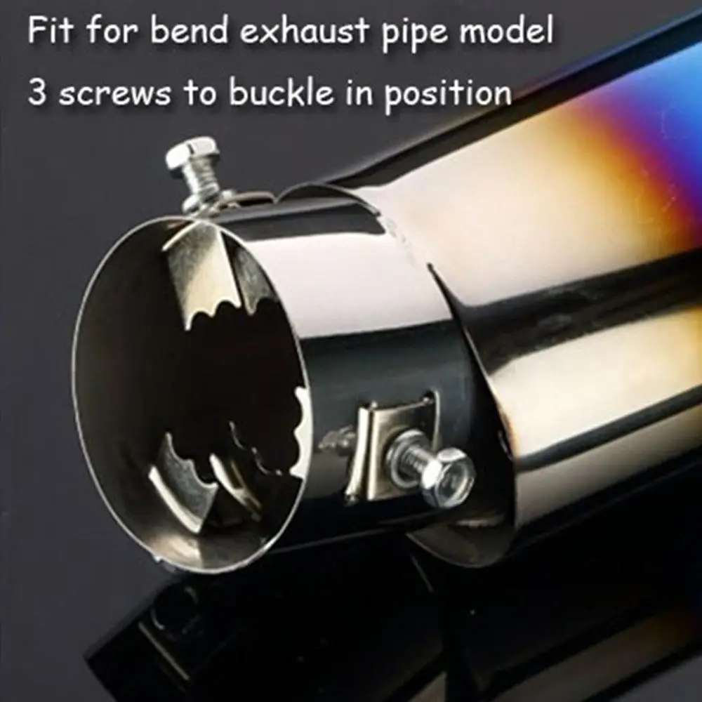 

Universal Enamel Fits Tip Pipe Stainless Steel Slant Burnt Exhaust Tail Muffler for 1.5-2.2L Car Vehicle