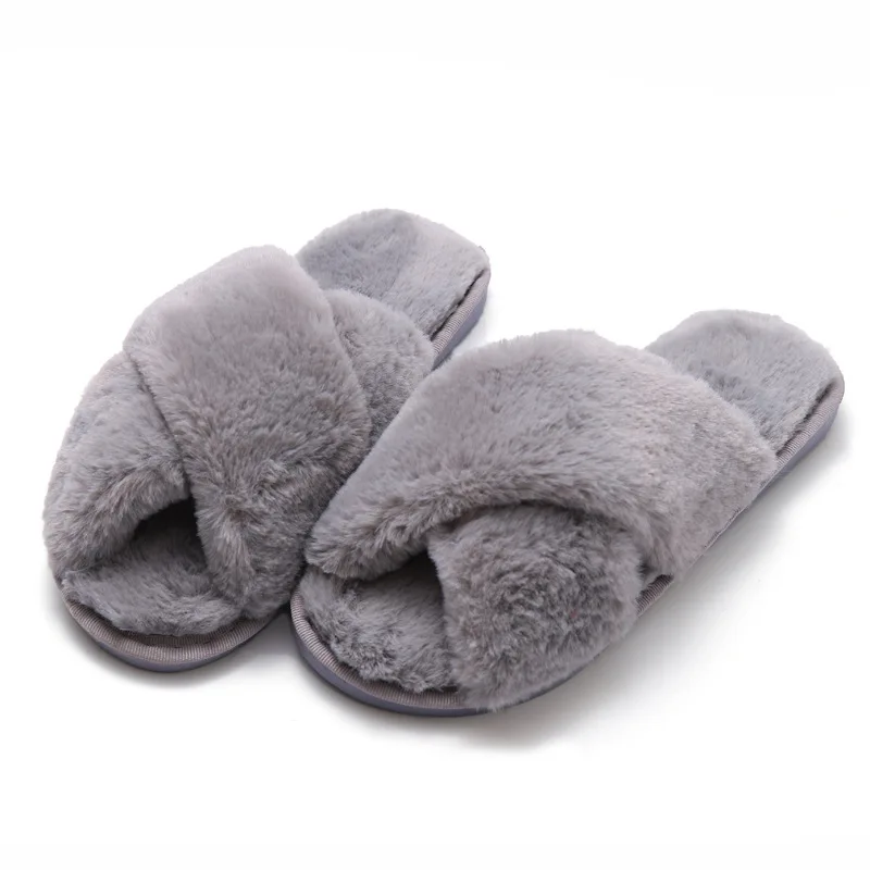 

2022 New Female PU leather and cashmere men and women slippers niu015