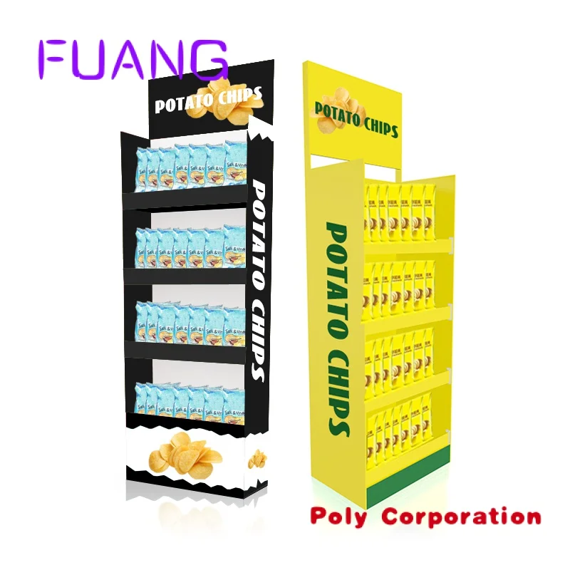 Retail Store Cardboard Corrugated  Printed Lays Potato Chips Candy Store Display Shelf