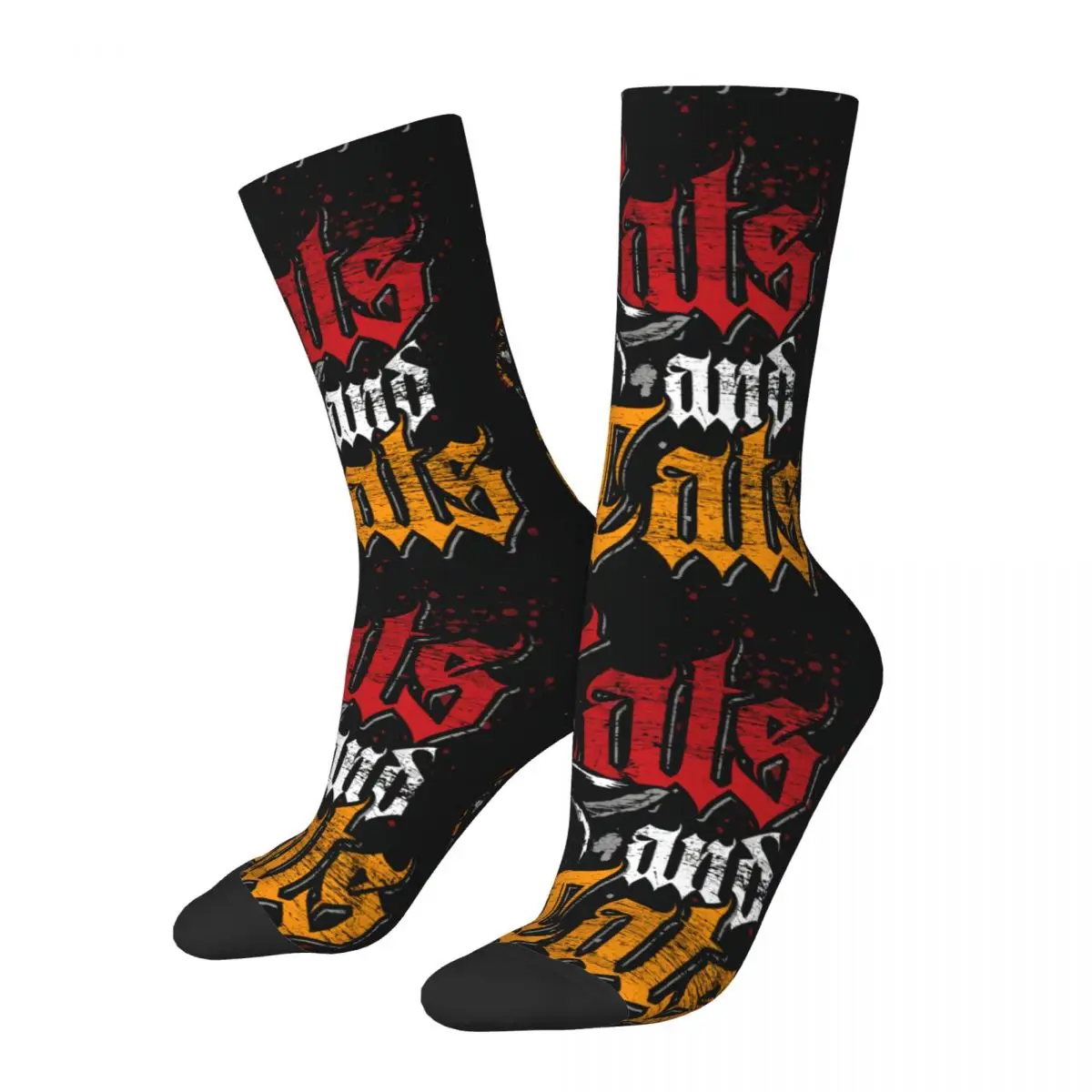 Funny Crazy Compression Sock for Men Tattoos And Cats Grunge Hip Hop Harajuku Tattoo Style Happy Seamless Printed Boys Crew Sock