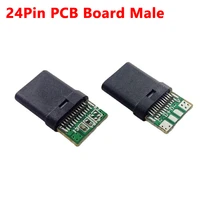1pc usb 2 0 type c connector 24 pin male plug receptacle through 4 pad header data line test holes pcb 180 vertical shield usb c