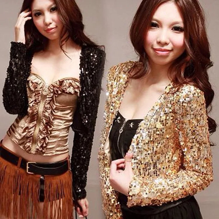 Gold Sequins Jacket Short Coat Shorts Blazer Women Singer DJ Stage Outfit Nightclub Costume Blazers  Jazz Dancer Show Clubwear