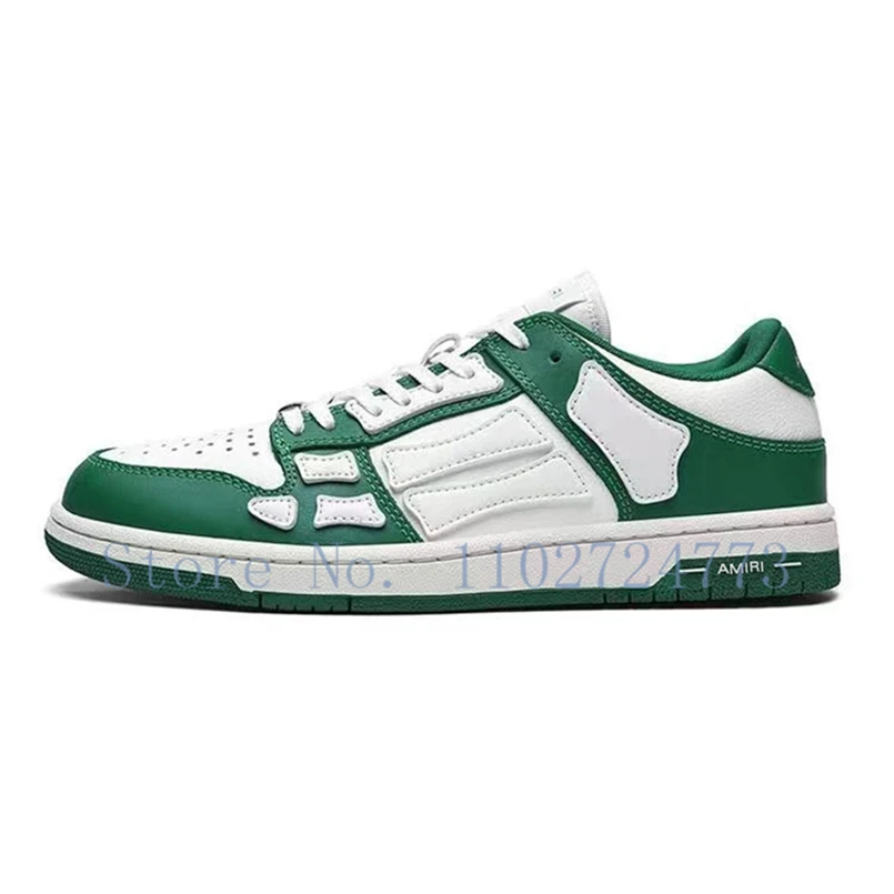 AMIRI Pure Bone Shoes Men's and Women's 2023 New Small White Shoes Low Top Lace Up Color Matching Couple Leisure Sports sneakers