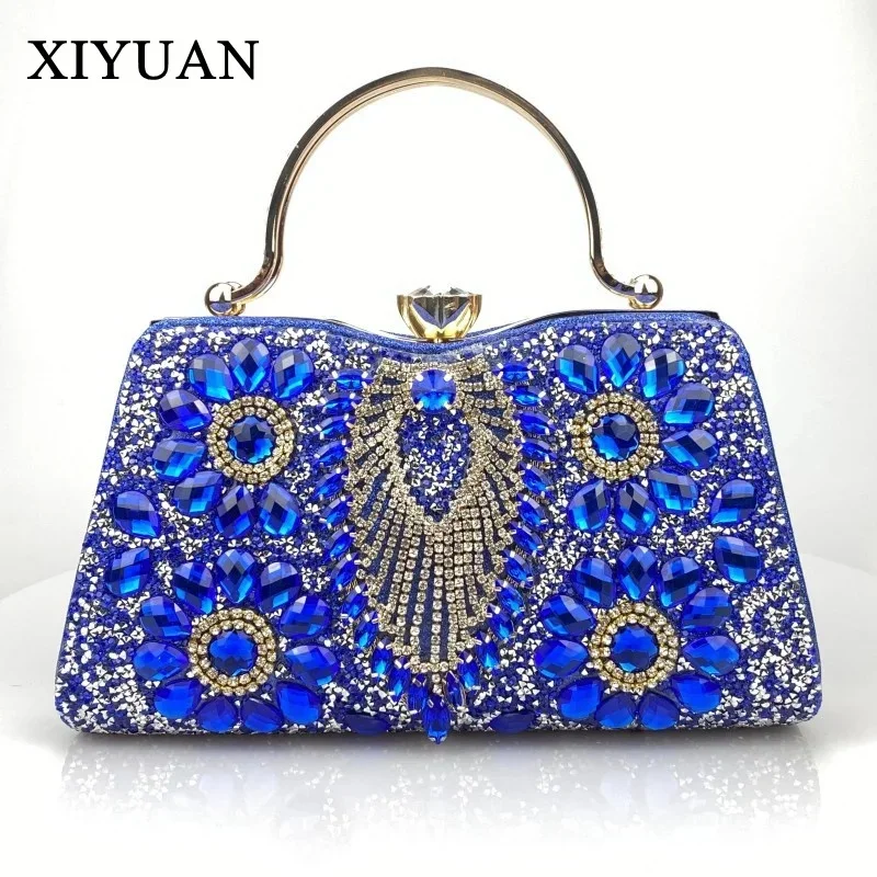 

Diamond Evening Clutch Bag For Women Wedding Golden Clutch Purse Chain Shoulder Bag Small Party Handbag With Metal Handle