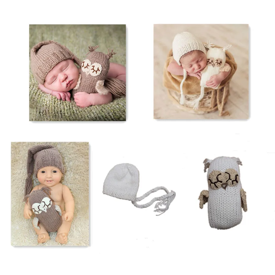 

2pcs/set Newborn Photography Props Long Tail Hat Doll Set Theme Baby Boy Girl Photo Cloth Infant Baby Studio Clothes Accessories