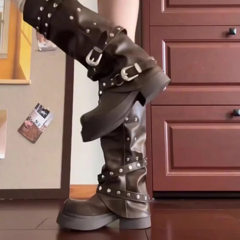 Женские сапоги без застежек размер 35 - 43 цвет черный/коричневый