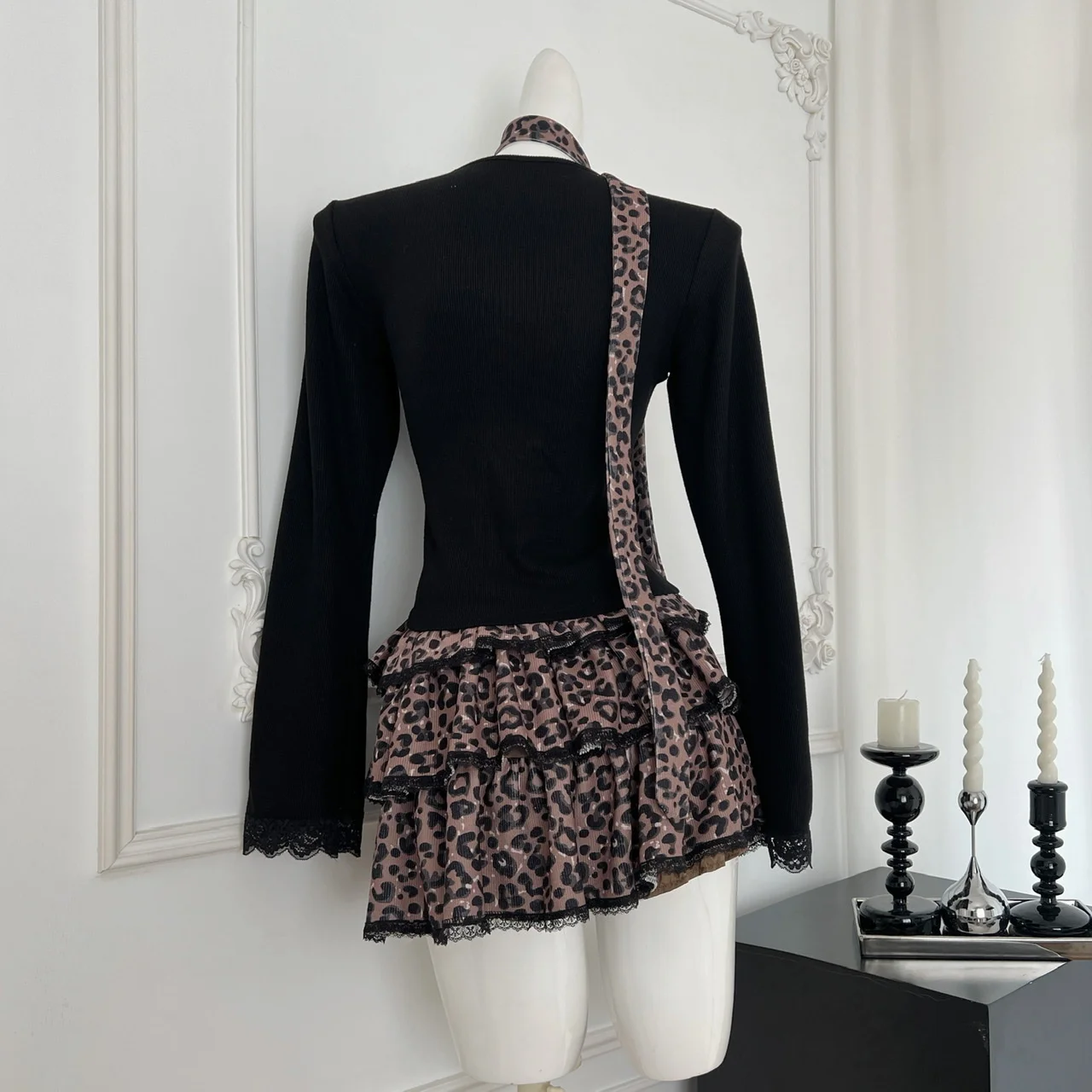 Эстетический элегантный леопардовый комплект из 2 предметов 2000-х годов женская