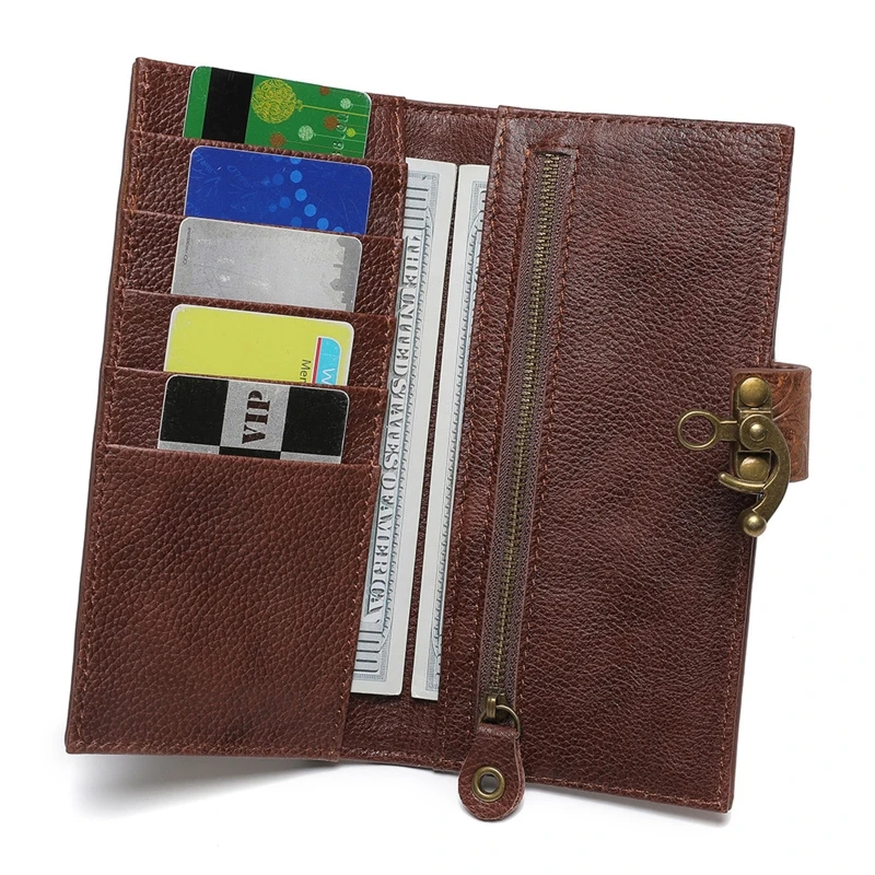 

M6CC Wallet for Women Genuine Leather Bifold Compact RFID Blocking Men Credit Card Holder Zipper Inside High Capacity
