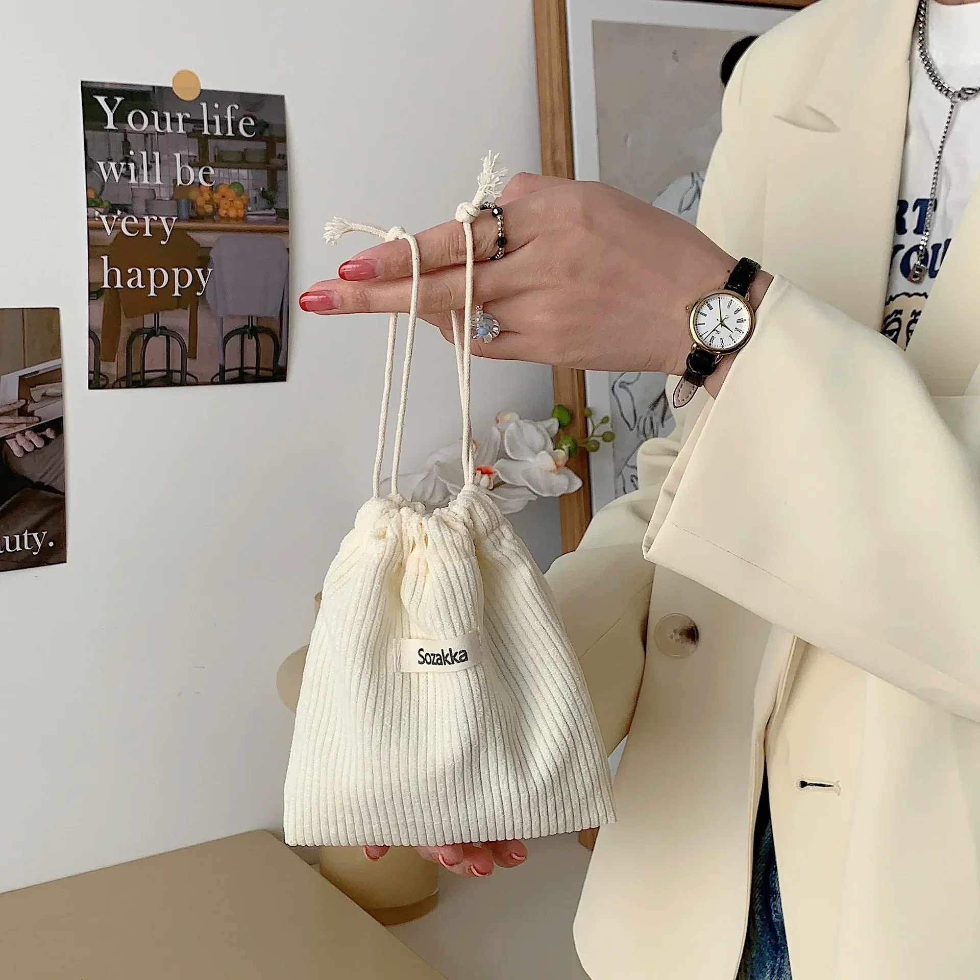 

Вельветовая косметичка для хранения губной помады, сумки на шнурке, Высококачественная Рождественская подарочная упаковка, маленькая сумка, органайзер для конфет, сумка