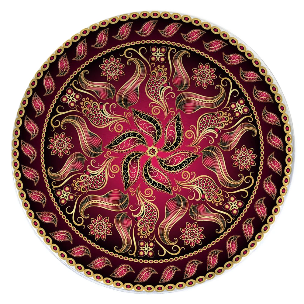 

CLOOCL Retro Mandala Round Mats Indian Pattern 3D Printed Carpets for Living Room Bedroom Flannel Area Rug Floor Mat