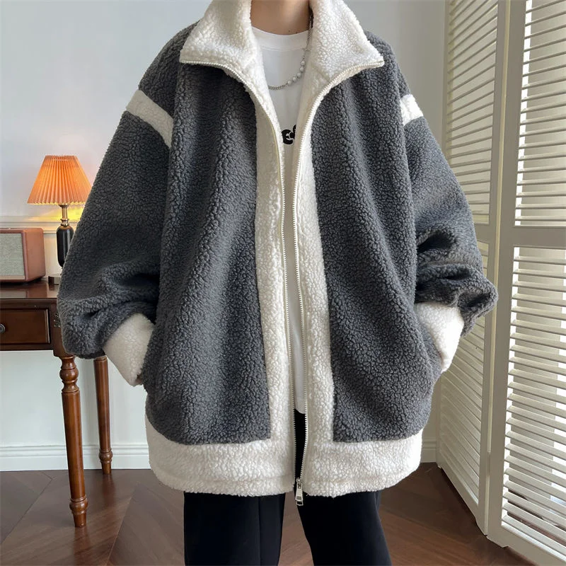 Winter Jacket Men Warm Fashion 3 Colors Casual Thickened Lamb Wool Jacket Men Streetwear Korean Loose Short Coat Mens M-5XL