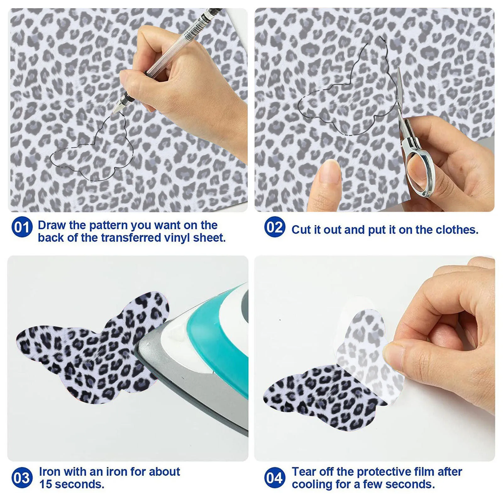 5 шт. переводная виниловая клейкая пленка с леопардовым принтом |