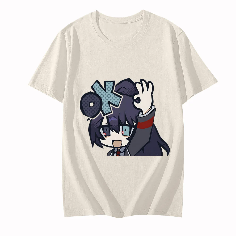 

Limbus Company Hong Lu T Shirts Female 100% Cotton Okay Gesture Tshirts Aesthetic Korean Style T-shirts Sense of Design Regular