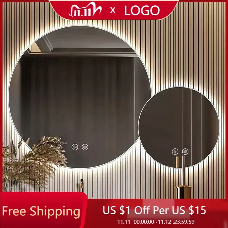

Led Light Round Mirror Blocks Aesthetic Display Bathroom Dressing Mirror Luxury Creative Mirror In Frame Espejo Home Furniture