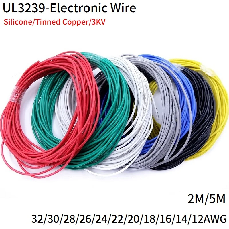 2 м/5 м медная проволока 32 30 28 26 24 22 20 18 16 14 12 AWG мягкая силиконовая резина UL3239 изолированный гибкий светодиодный электронный кабель «сделай сам»