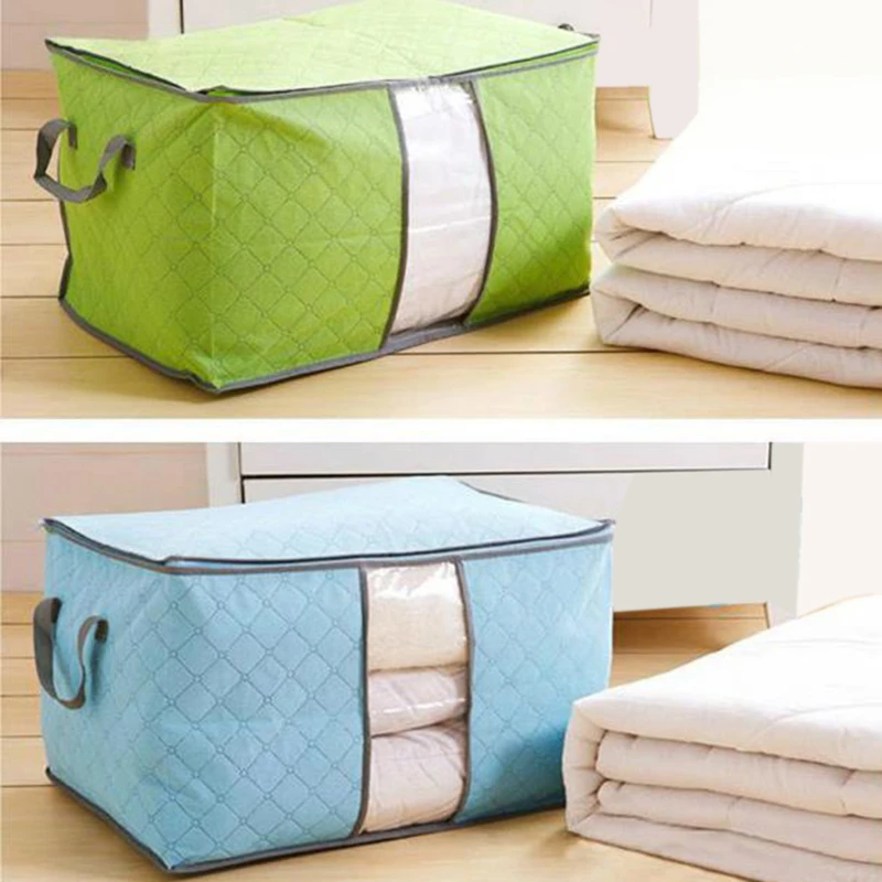 

Foldable Storage Box Portable Clothes Organizer Tidy Pouch Suitcase Non-woven Home Storage Box Quilt Storage Container Bag Box