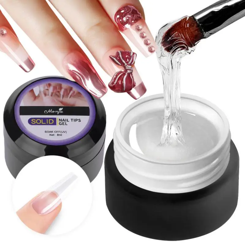 

8ml Solid Tip Gel False Fake Nail Soak Off Jelly Gummy Base Gel Glue Nail Patch Gel For Pose Capsule Tips Adehesive Nail Glue
