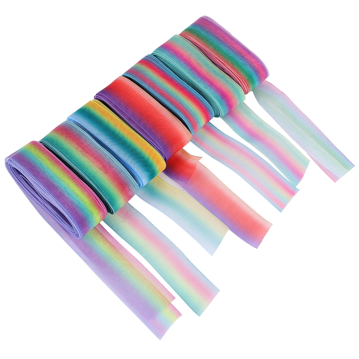 

7 pcs Rainbow Ribbons 2.5cm Wedding Translucent Chiffon Ribbon Hair Accessories DIY Ribbons for Craft Hair clip